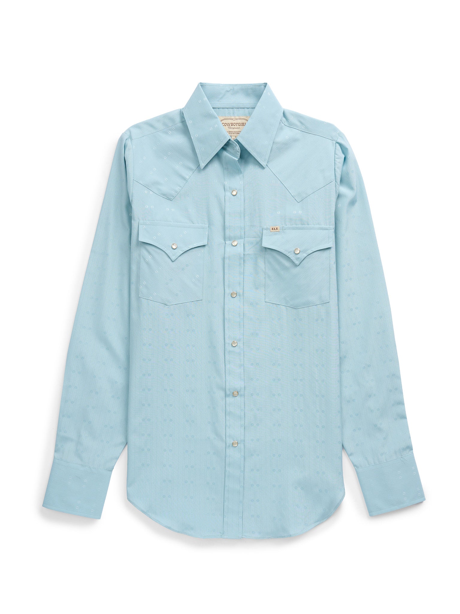 Women's Cowboygirl Vintage Turquoise Solid Tonal Dobby Granddaddy Snap Shirt