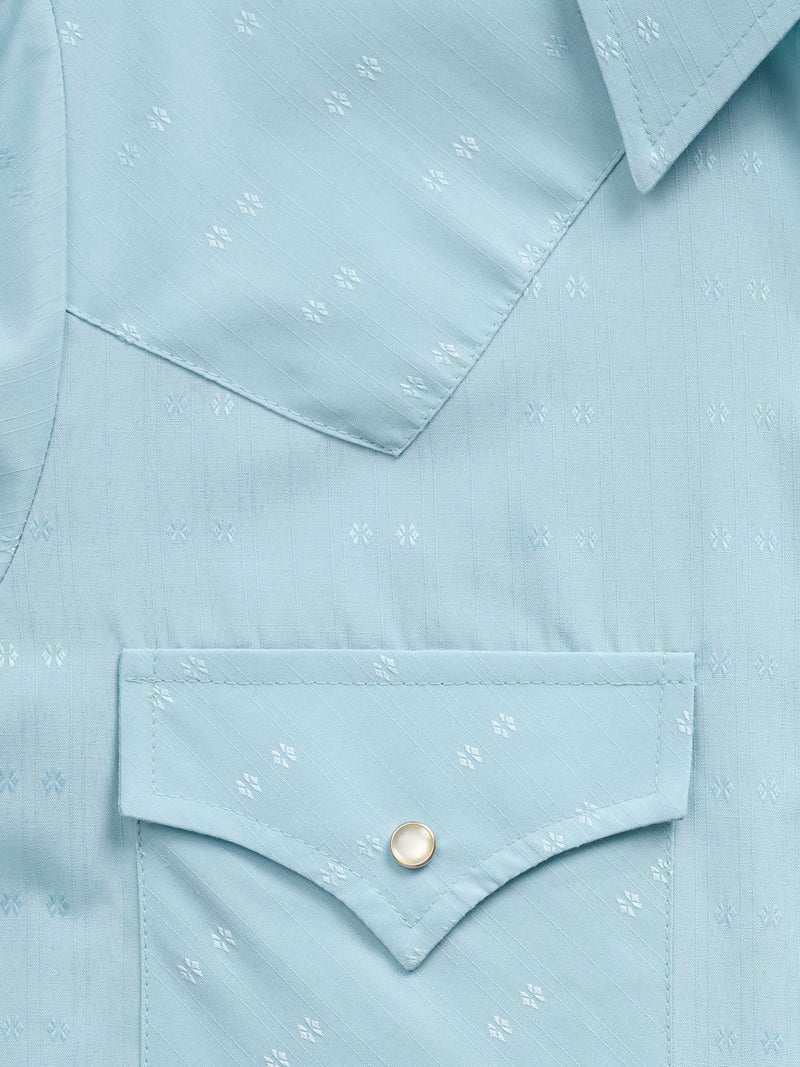 Women's Cowboygirl Vintage Turquoise Solid Tonal Dobby Granddaddy Snap Shirt