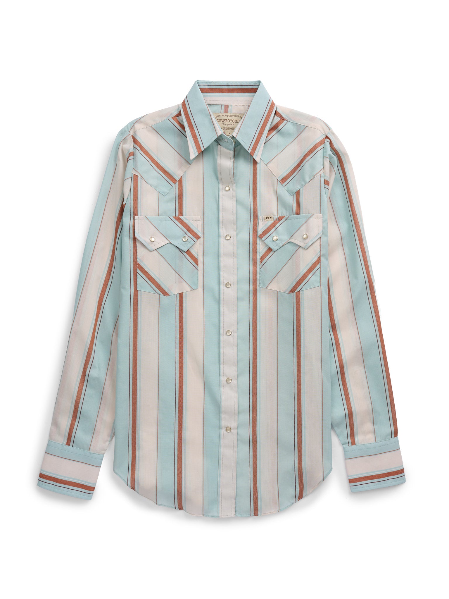 Women's Cowboygirl Vintage Turquoise Stripe Granddaddy Snap Shirt