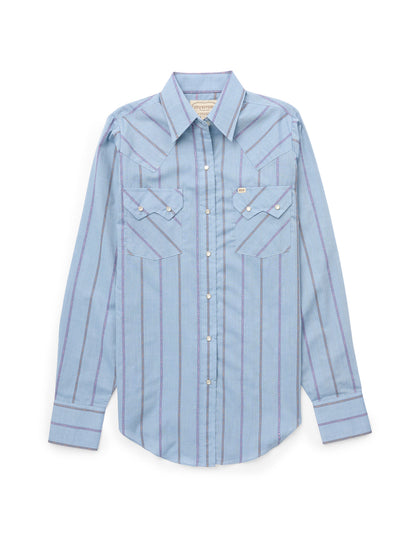 Women's Cowboygirl Cowboy Blue Dobby Stripe Granddaddy Snap Shirt