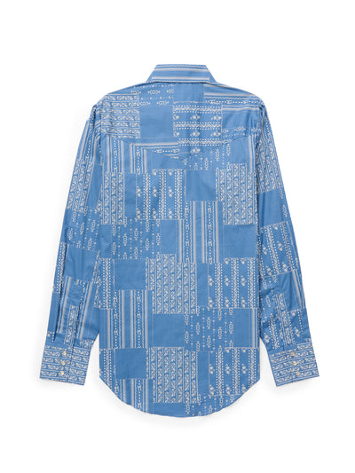 Women's Cowboygirl Cowboy Blue Quilt Print Granddaddy Snap Shirt