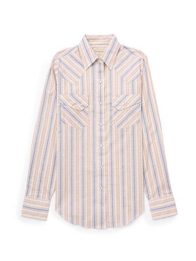 Women's Cowboygirl Cowboy Blue Buckstitch Print Granddaddy Snap Shirt
