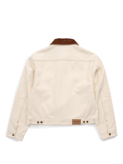 Women's Cowboygirl Ecru Denim Jacket with Corduroy Collar