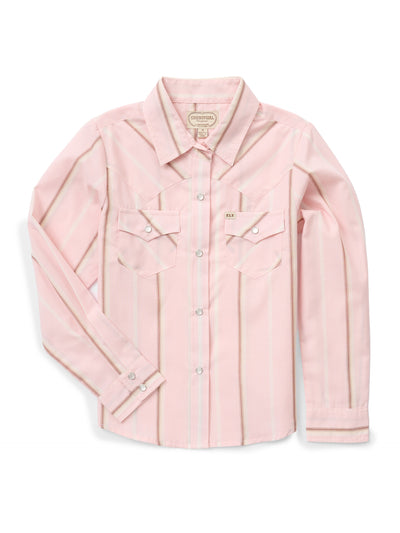 Girl's Cowboygirl Blossom Pink Stripe Granddaddy Western Snap Shirt