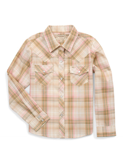 Girl's Cowboygirl Buttermilk Plaid Granddaddy Western Snap Shirt