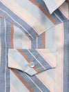 Girl's Cowboygirl Ecru & Cowboy Blue Striped Granddaddy Western Snap Shirt