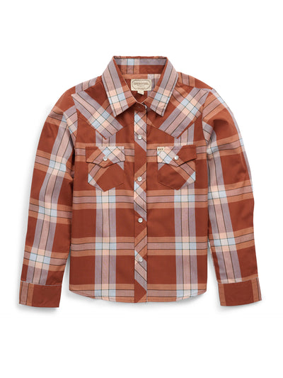 Girl's Cowboygirl Rust Big Plaid Granddaddy Western Snap Shirt