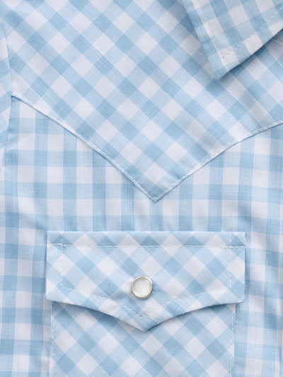 Girl's Cowboygirl First Light Ride Blue Gingham Granddaddy Western Snap Shirt