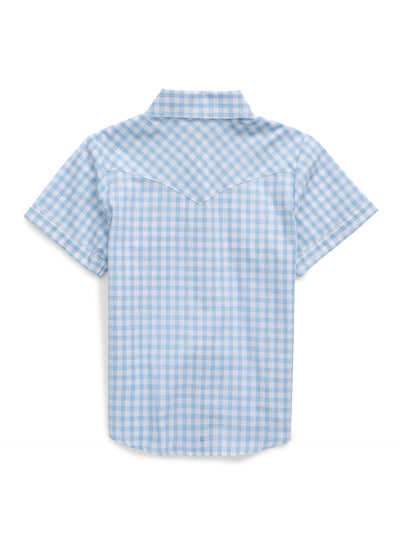 Girl's Cowboygirl First Light Ride Blue Gingham Granddaddy Western Snap Shirt