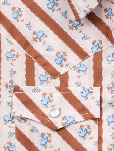 Girl's Cowboygirl Ranch Rig Rust Rose Print Granddaddy Western Snap Shirt
