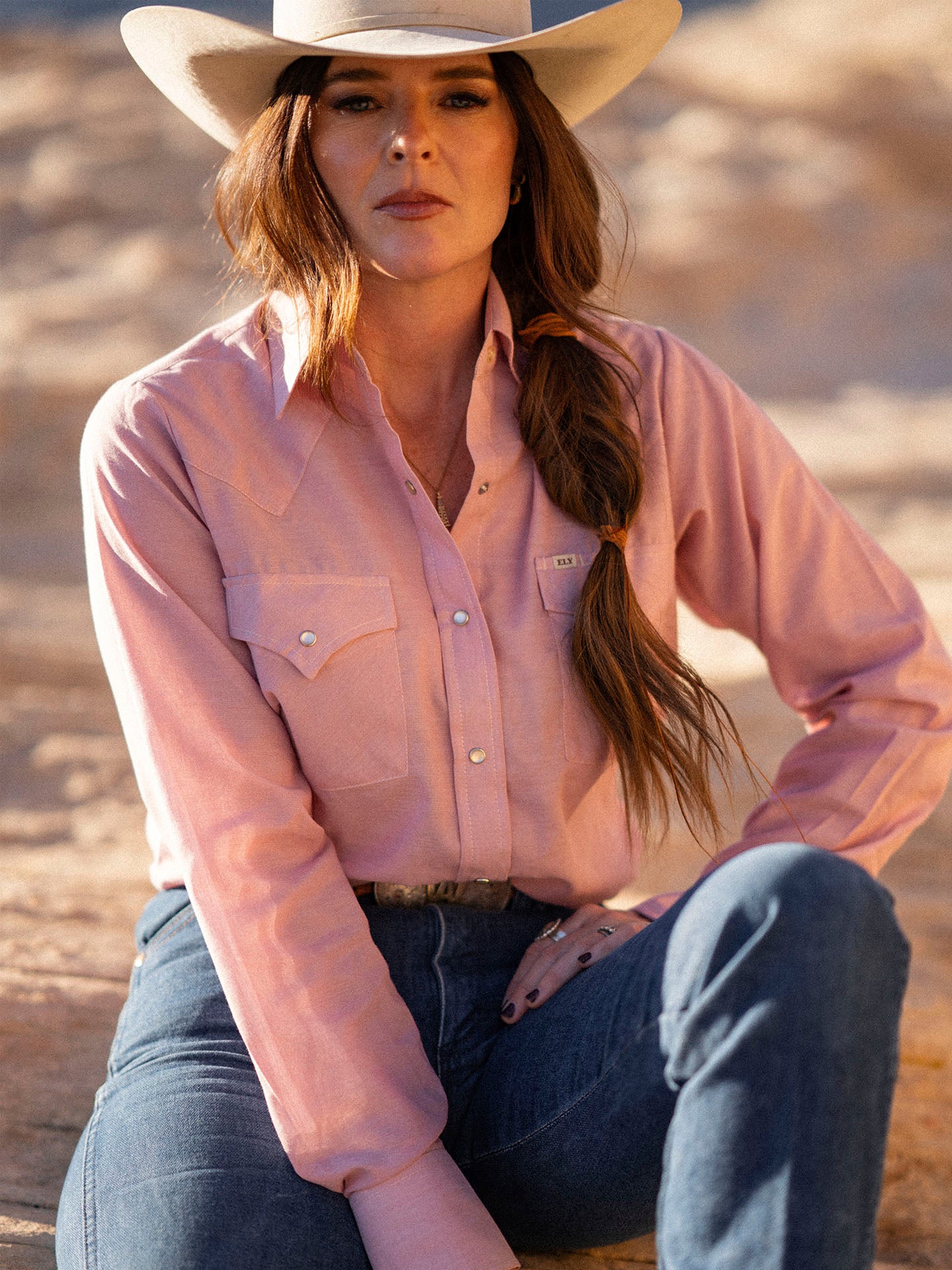 Women's Cowboygirl Blossom Pink Chambray Granddaddy Snap Shirt