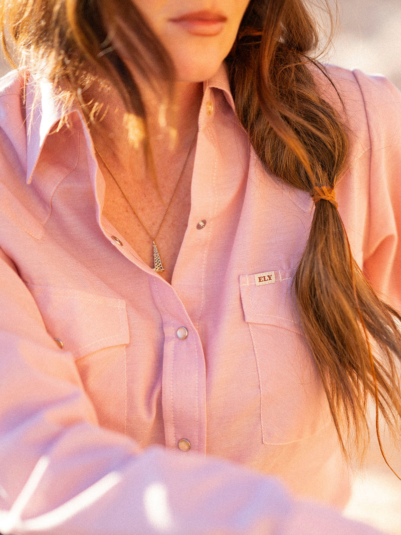 Women's Cowboygirl Blossom Pink Chambray Granddaddy Snap Shirt