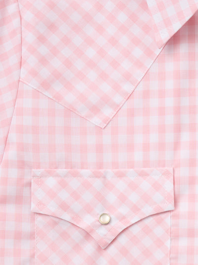 Women's Cowboygirl Blossom Pink Gingham Short Sleeve Granddaddy Snap Shirt