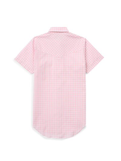 Women's Cowboygirl Blossom Pink Gingham Short Sleeve Granddaddy Snap Shirt