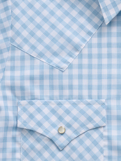 Women's Cowboygirl First Light Ride Blue Gingham Short Sleeve Granddaddy Snap Shirt