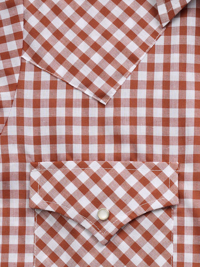 Women's Cowboygirl Ranch Rig Rust Gingham Short Sleeve Granddaddy Snap Shirt