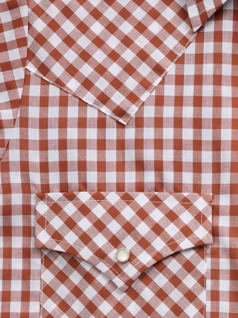 Women's Cowboygirl Ranch Rig Rust Gingham Short Sleeve Granddaddy Snap Shirt