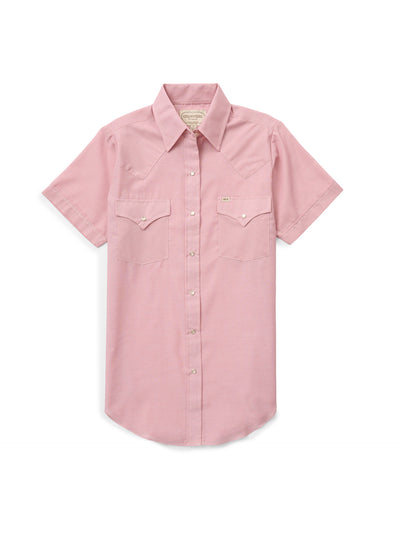 Women's Cowboygirl Blossom Pink Chambray Short Sleeve Granddaddy Snap Shirt