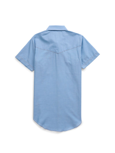 Women's Cowboygirl Blue Chambray Short Sleeve Granddaddy Snap Shirt