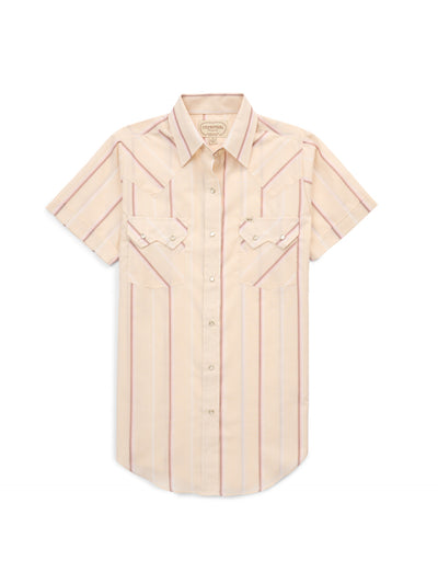 Women's Cowboygirl Buttermilk Stripe Short Sleeve Granddaddy Snap Shirt