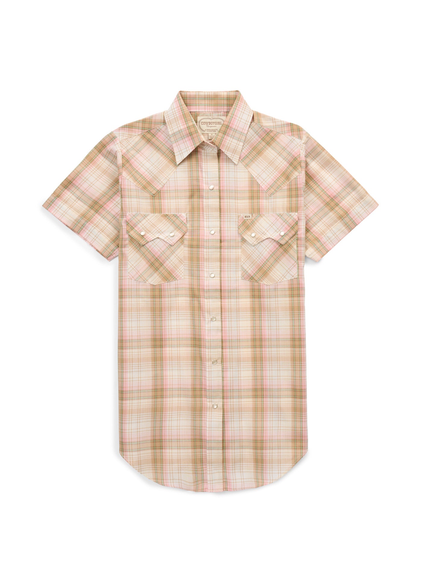 Women's Cowboygirl Buttermilk Plaid Short Sleeve Granddaddy Snap Shirt