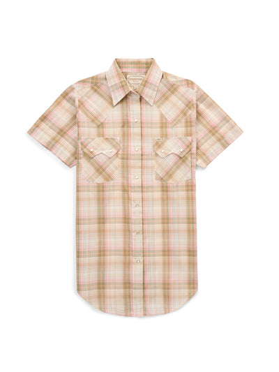 Women's Cowboygirl Buttermilk Plaid Short Sleeve Granddaddy Snap Shirt