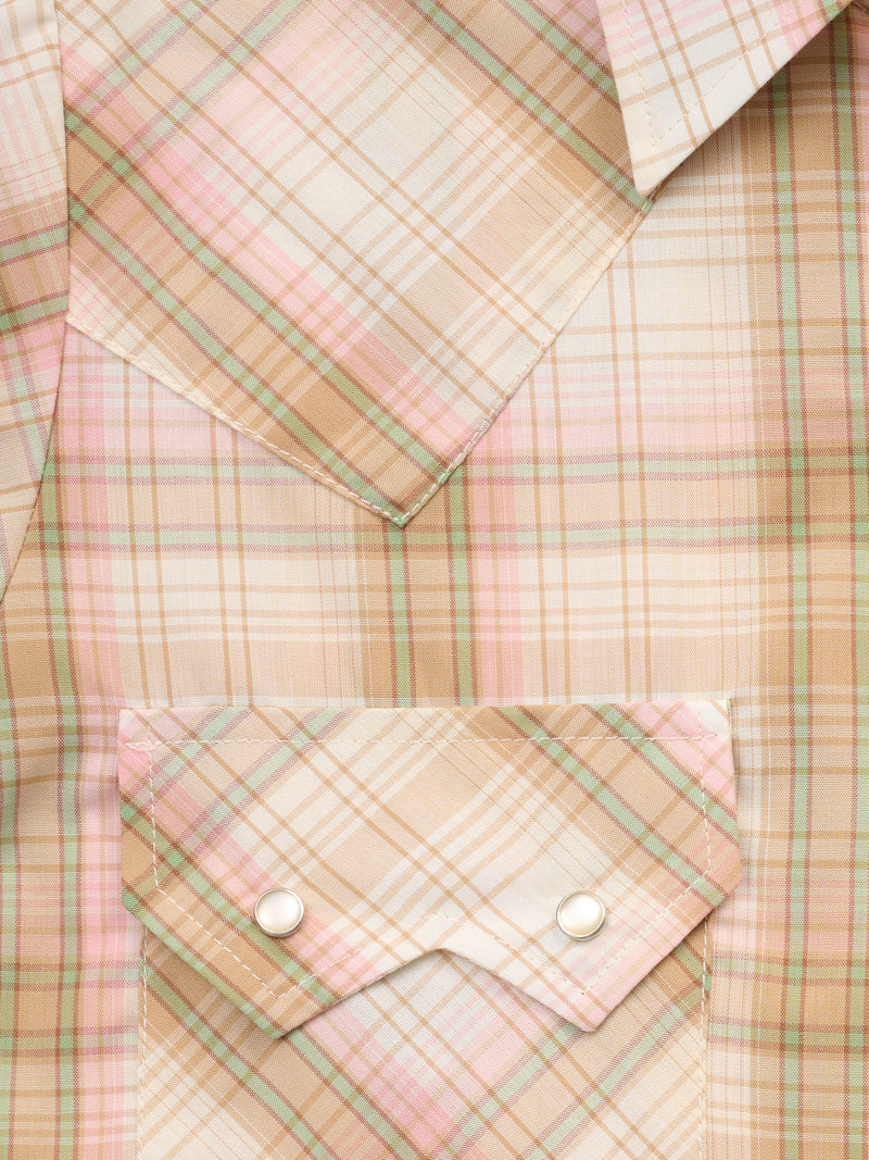 Women's Cowboygirl Buttermilk Plaid Short Sleeve Granddaddy Snap Shirt