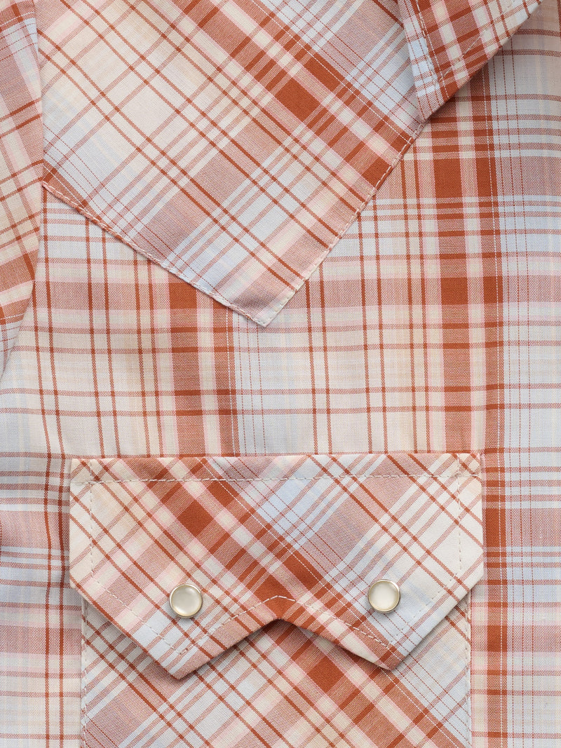 Women's Cowboygirl Ranch Rig Rust Plaid Short Sleeve Granddaddy Snap Shirt