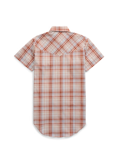 Women's Cowboygirl Ranch Rig Rust Plaid Short Sleeve Granddaddy Snap Shirt