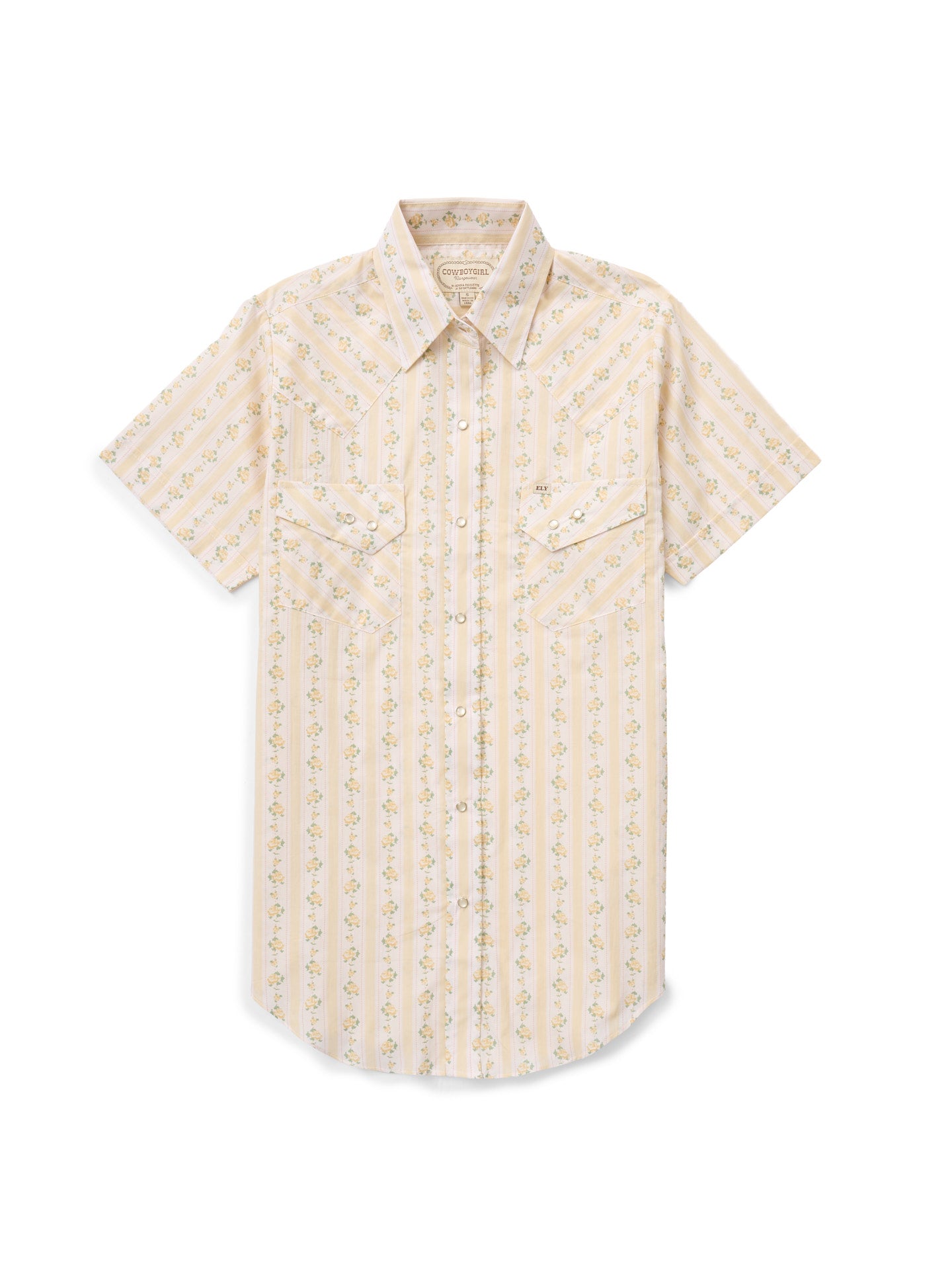 Women's Cowboygirl Buttermilk Short Sleeve Rose Print Granddaddy Snap Shirt