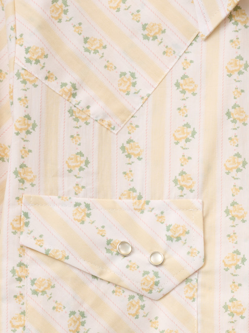 Women's Cowboygirl Buttermilk Short Sleeve Rose Print Granddaddy Snap Shirt