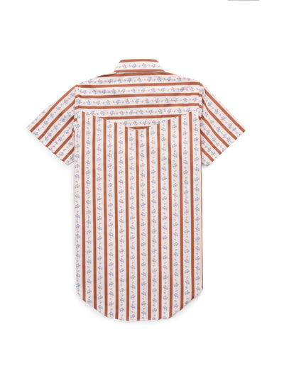 Women's Cowboygirl Ranch Rig Rust Short Sleeve Rose Print Granddaddy Snap Shirt