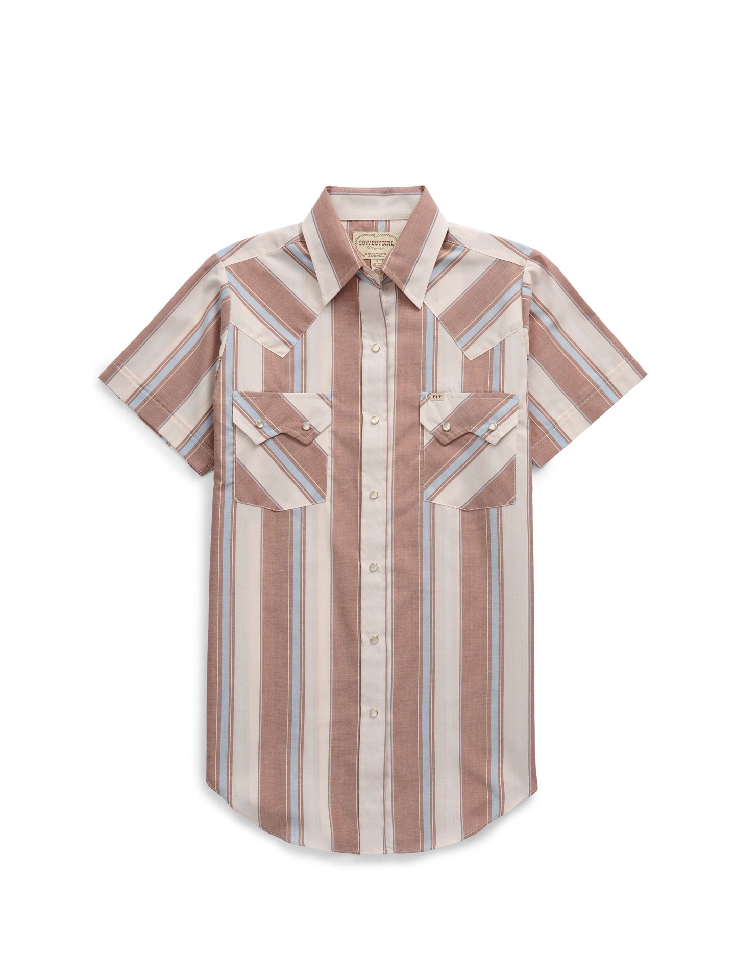 Women's Cowboygirl Ranch Rig Rust Stripe Short Sleeve Granddaddy Snap Shirt