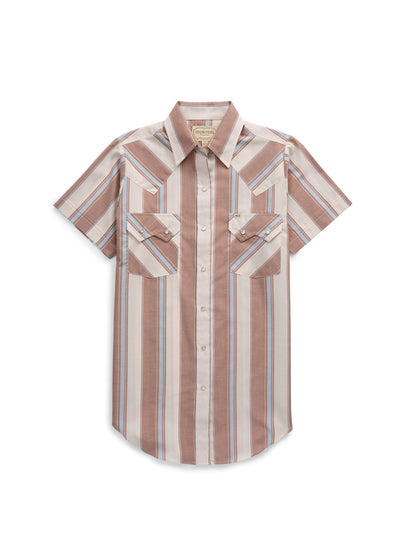 Women's Cowboygirl Ranch Rig Rust Stripe Short Sleeve Granddaddy Snap Shirt