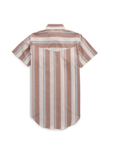 Women's Cowboygirl Ranch Rig Rust Stripe Short Sleeve Granddaddy Snap Shirt