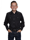 Boy's Ely Cattleman Long Sleeve Solid Black Western Snap Shirt