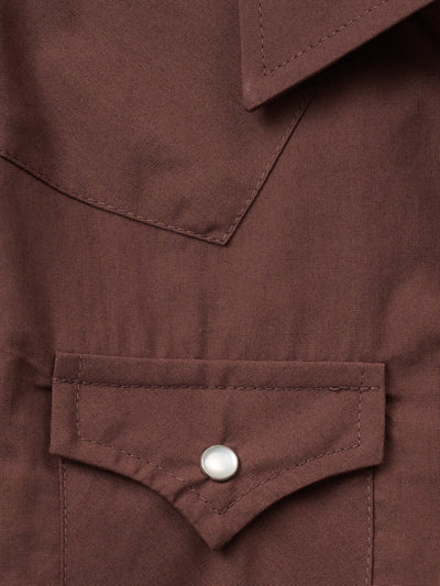 Boy's Ely Cattleman Short Sleeve Solid Brown Western Snap Shirt