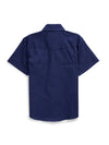 Boy's Ely Cattleman Short Sleeve Solid Navy Western Snap Shirt
