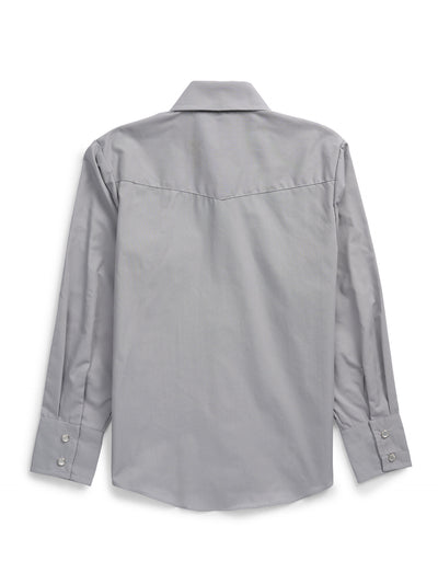 Boy's Ely Cattleman Long Sleeve Solid Gray Western Snap Shirt