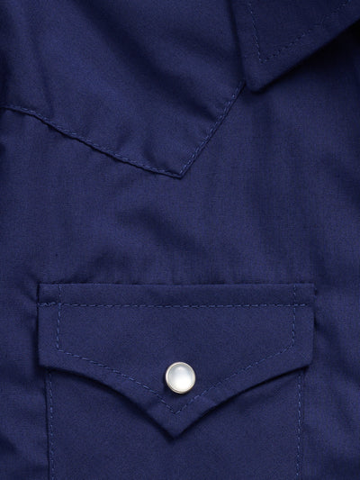 Boy's Ely Cattleman Long Sleeve Solid Navy Western Snap Shirt