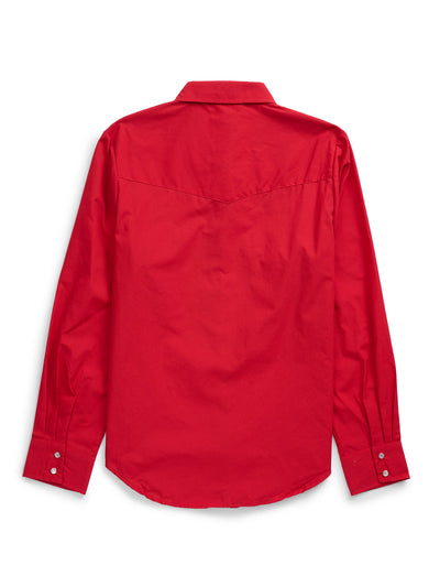 Women's Ely Cattleman Long Sleeve Solid Red Western Snap Shirt