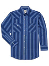 Men's Ely Cattleman Long Sleeve Textured Aztec Stripe Western Snap Shirt- Black & Navy