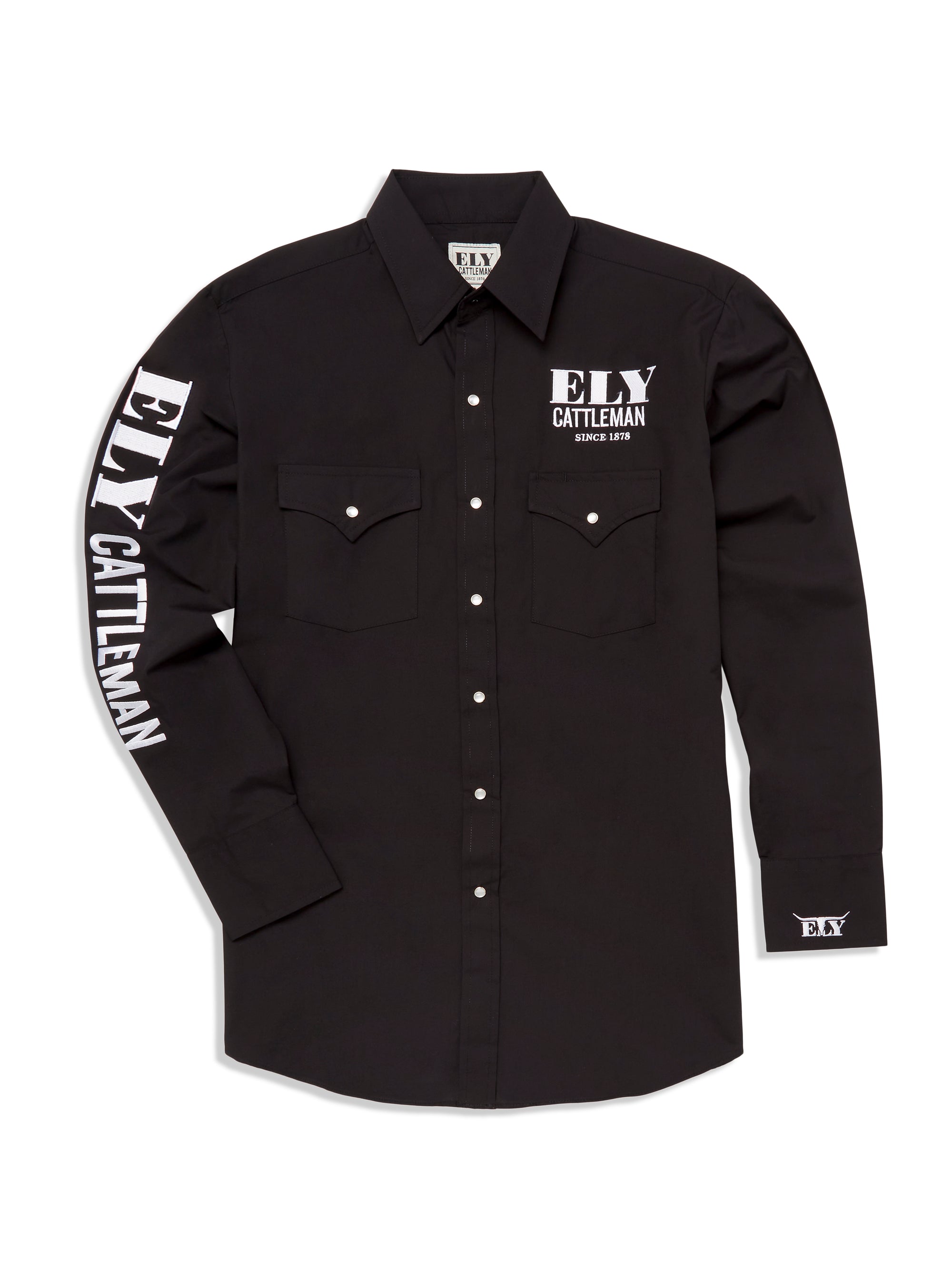 Men's Ely Cattleman Long Sleeve Western Logo Rodeo Shirt
