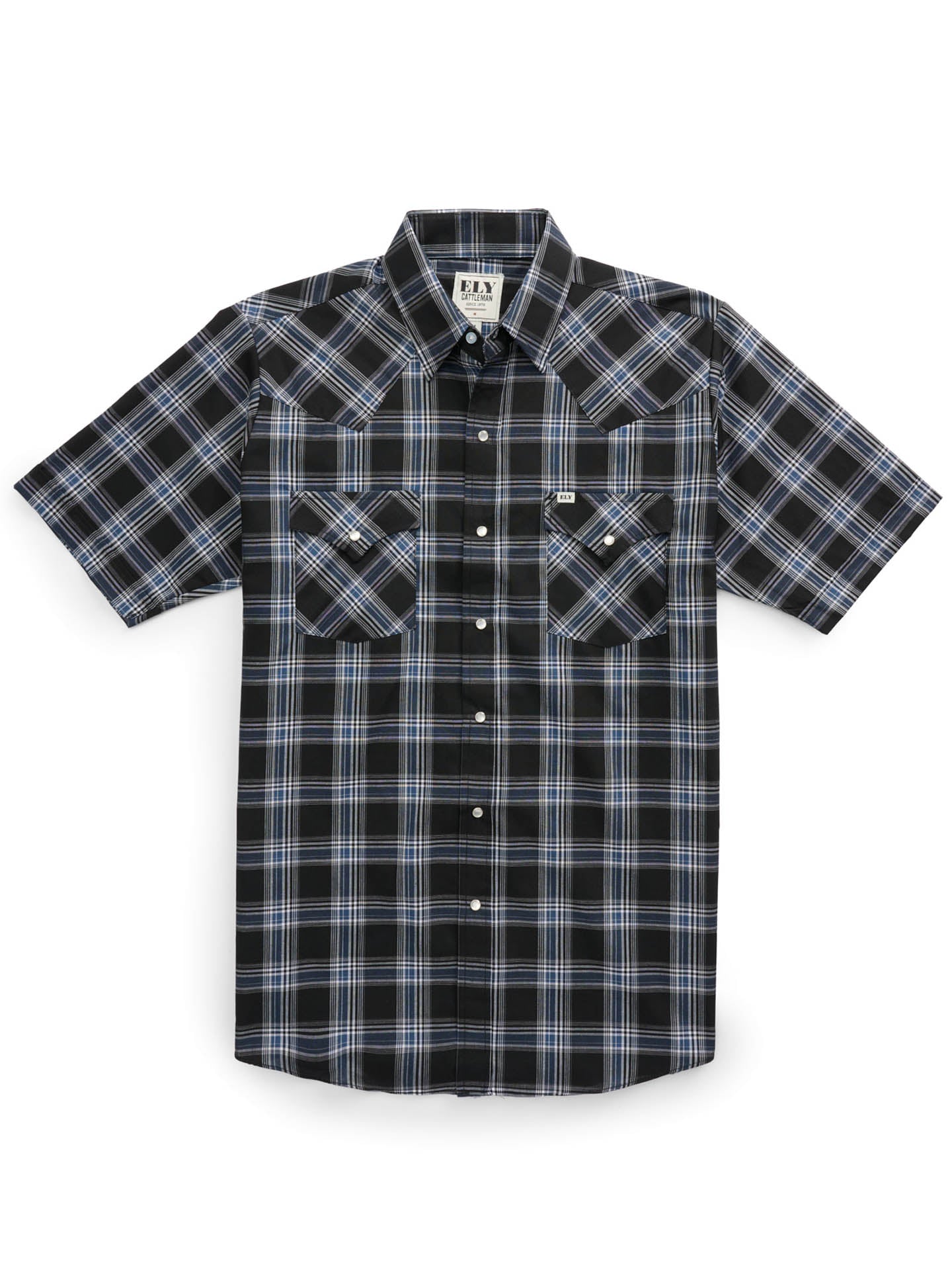 Men's Ely Cattleman Short Sleeve Plaid Western Snap Shirt