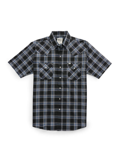 Men's Ely Cattleman Short Sleeve Plaid Western Snap Shirt