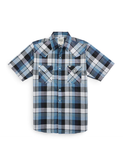 Men's Ely Cattleman Short Sleeve Plaid Western Snap Shirt