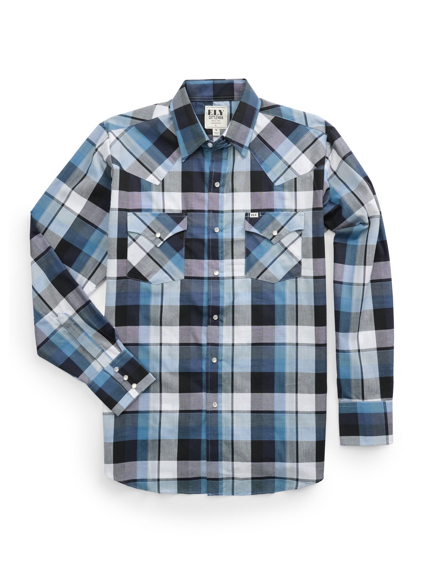 Men's Ely Cattleman Long Sleeve Plaid Western Snap Shirt