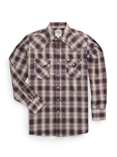 Men's Ely Cattleman Long Sleeve Plaid Western Snap Shirt