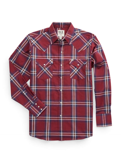 Men's Ely Cattleman Long Sleeve Plaid Western Snap Shirt