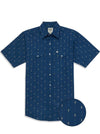 Men's Ely Cattleman Short Sleeve Diamond Aztec Print Western Snap Shirt- Navy & White